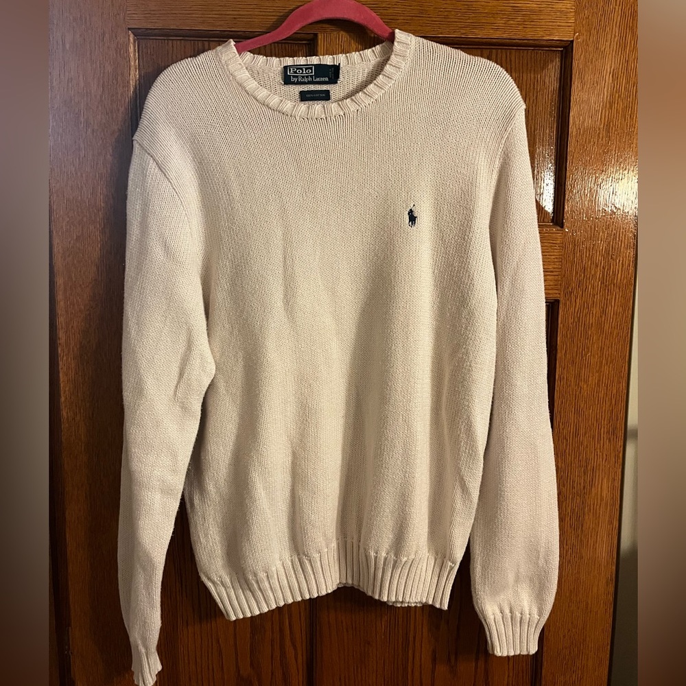 Vintage 90s Ralph Lauren Knitted Beige Sweater Size Medium